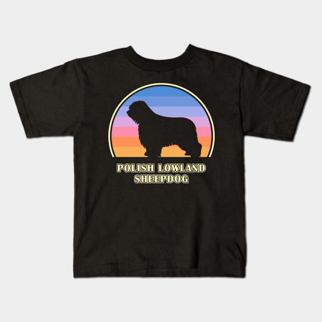 Polish Lowland Sheepdog Vintage Sunset Dog Kids T-Shirt by millersye